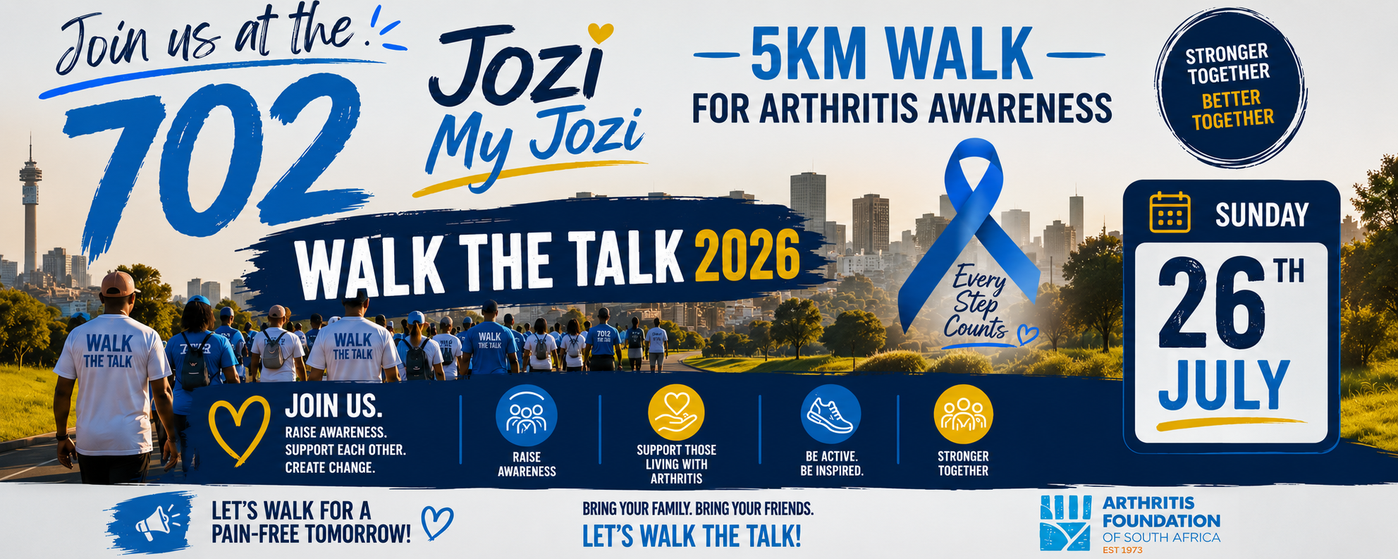Johannesburg walk the talk banner for sunday 26 july